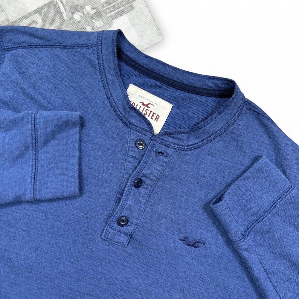 Vintage Y2K Blue Hollister Long Sleeve Henley Shirt
